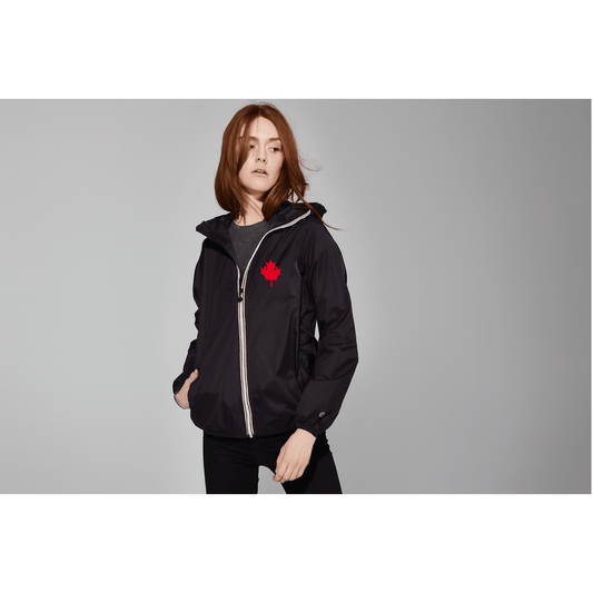 CAN JUMP Compact black full - zip rain jacket - EqiSafe