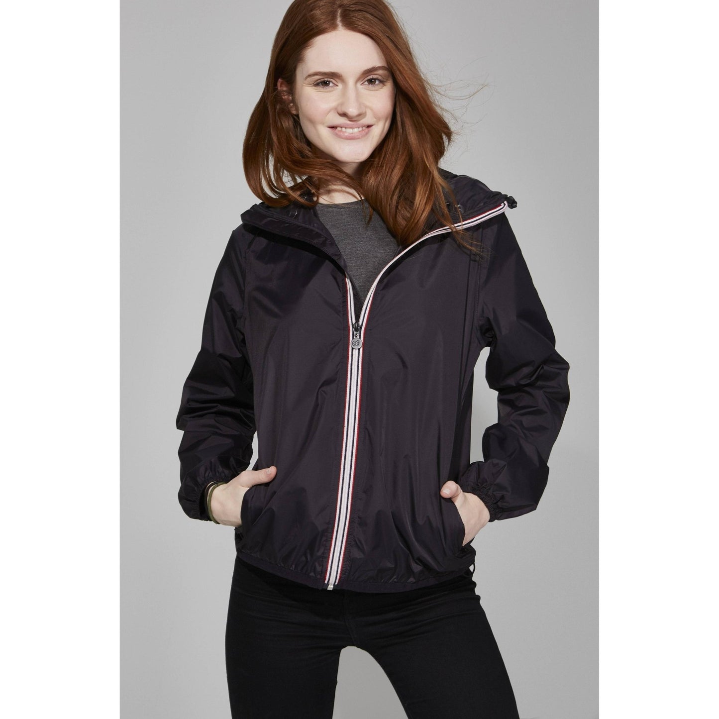 CAN JUMP Compact black full - zip rain jacket - EqiSafe
